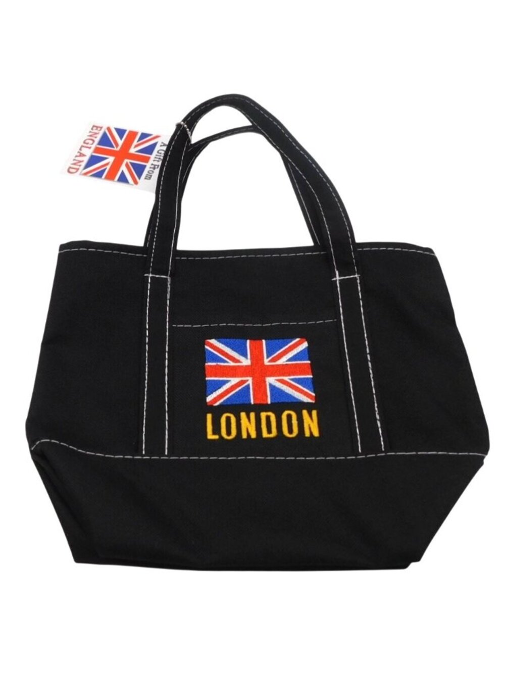 NEW Union Jack Small Nylon Tote Bag With London Embroidery Black Souvenir Kids